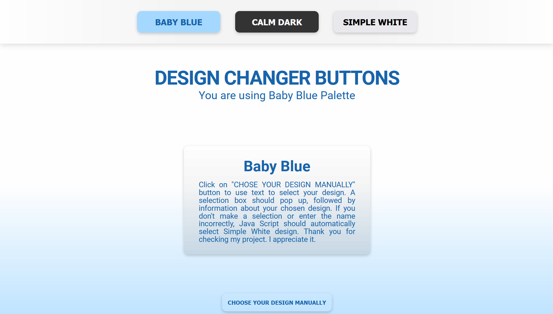 hobby project with changing design buttons