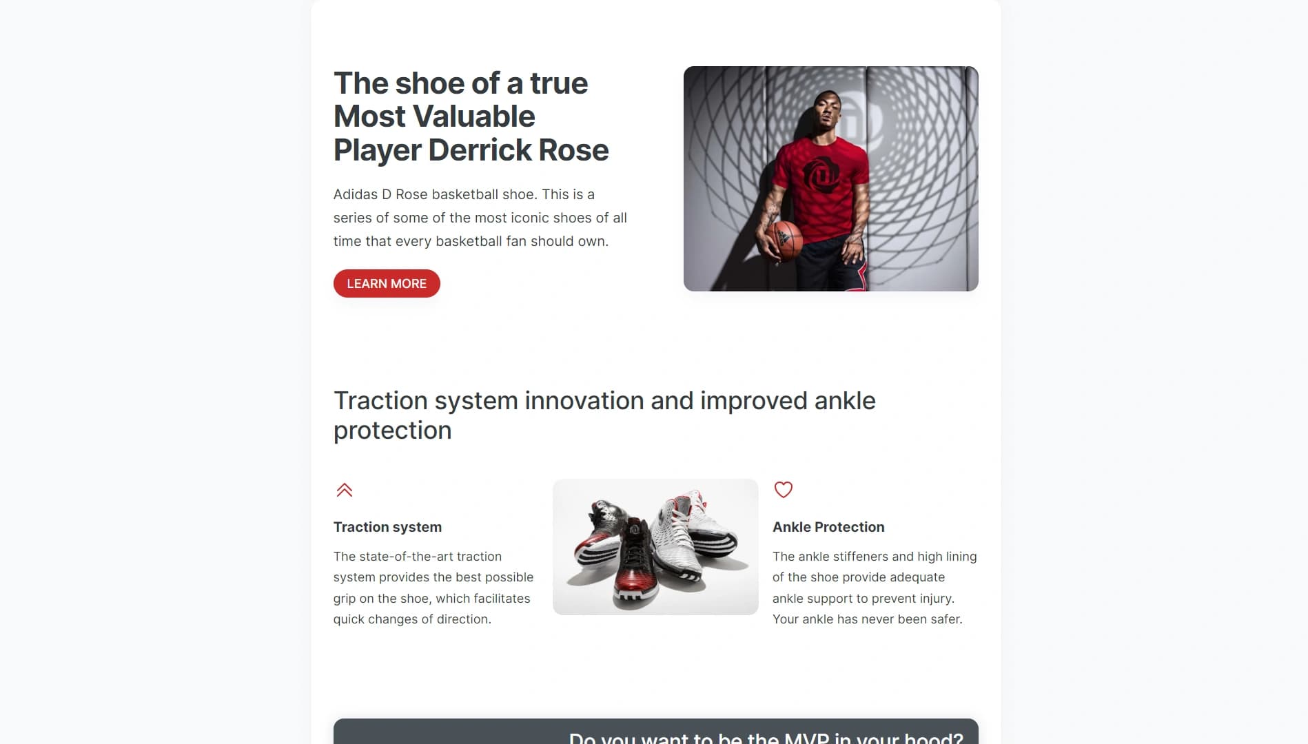 hobby landing page about derrick rose
